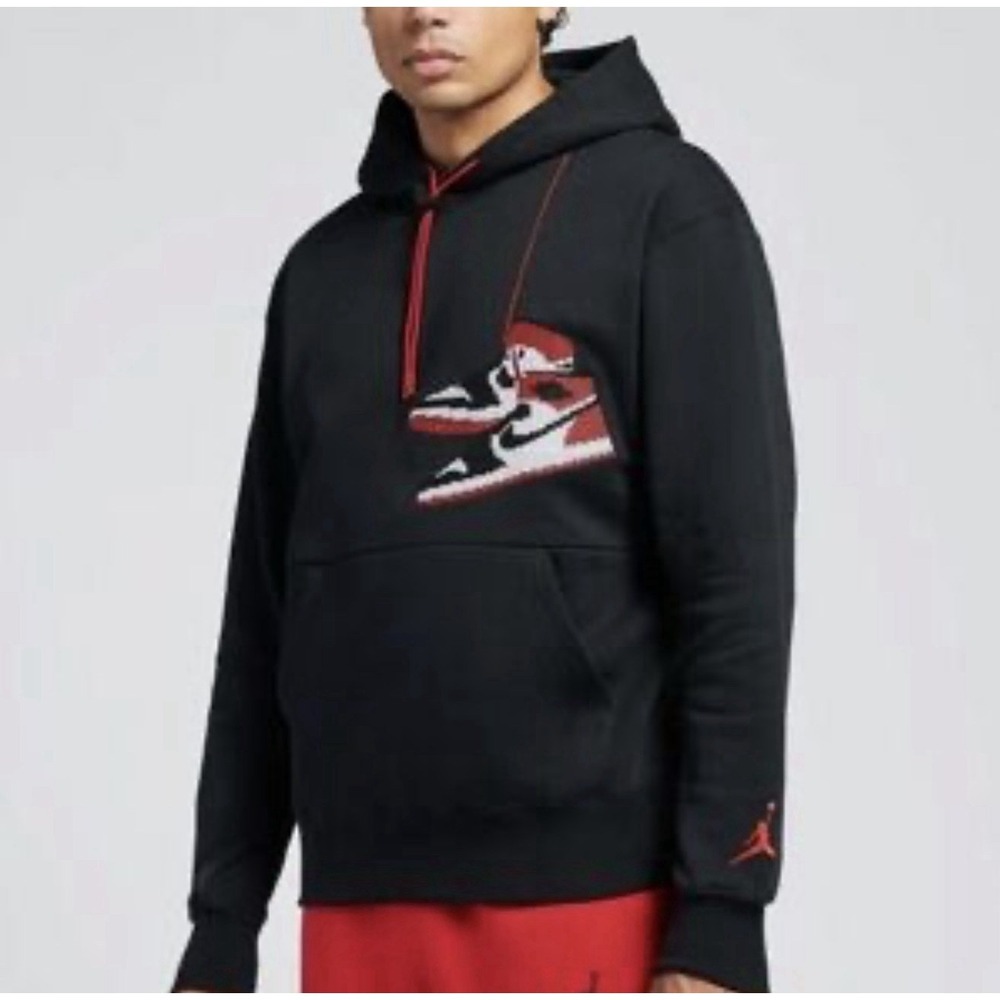 Nike Air Jordan VTG Jumpman Holiday Black L Hoodie Embroidered High Tops 90s Y2K